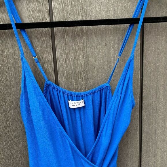 Flynn Skye Blue Wrap‎ Shorts Romper - Picture 2 of 9